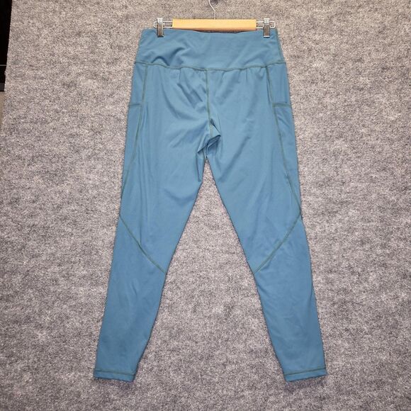 OUGES Leggings Womens XL Blue High Waisted Yoga Athletic Pants Pockets DT28003 - Picture 2 of 7